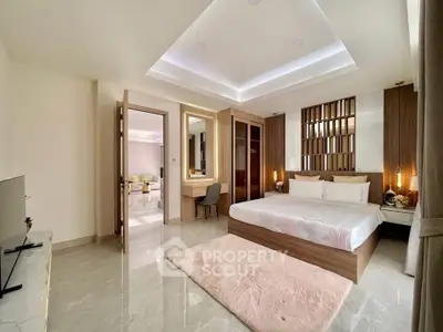 Luxurious modern bedroom with elegant decor and spacious layout