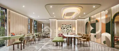 Luxurious modern interior with stylish seating and elegant lighting, perfect for upscale gatherings.