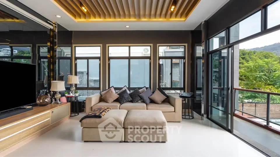 Luxurious living room with modern decor and stunning natural light.