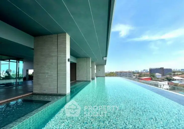 Stunning rooftop pool with panoramic city views and modern architecture.