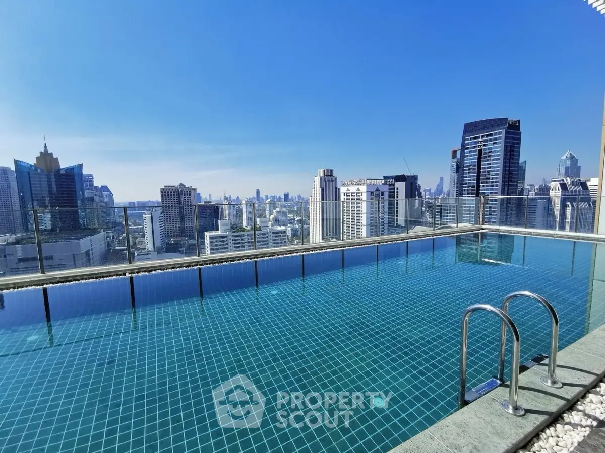 Stunning rooftop pool with panoramic city skyline view