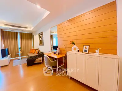 Modern living room with cozy seating and stylish decor