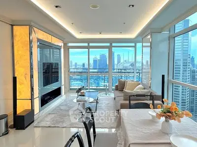 Luxurious high-rise living room with stunning city view and modern decor