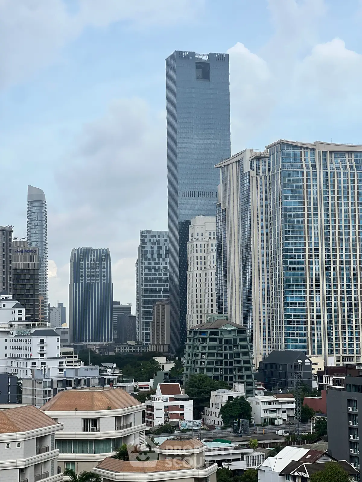 Stunning cityscape view showcasing modern skyscrapers and urban architecture in a bustling city center.