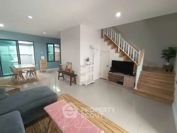 Spacious modern living room with open layout and stylish decor