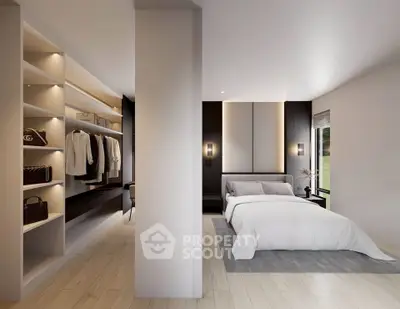Luxurious bedroom with walk-in closet and modern design