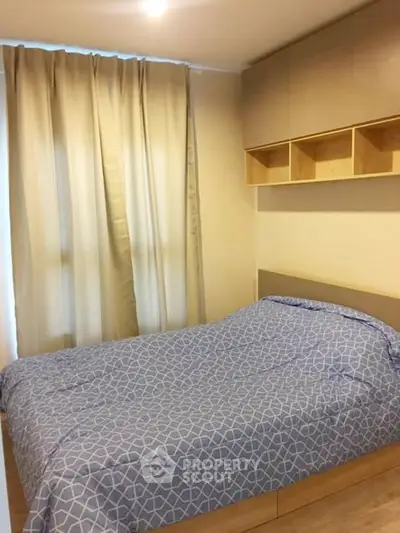 Cozy bedroom with modern design and ample storage space