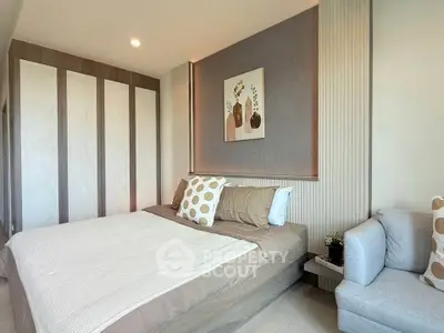 Modern bedroom with stylish decor and cozy ambiance