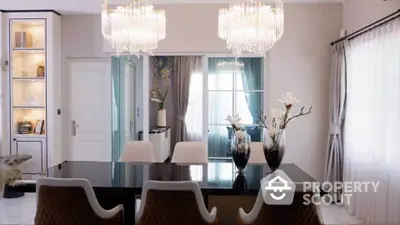 Elegant dining room with modern chandelier and stylish decor