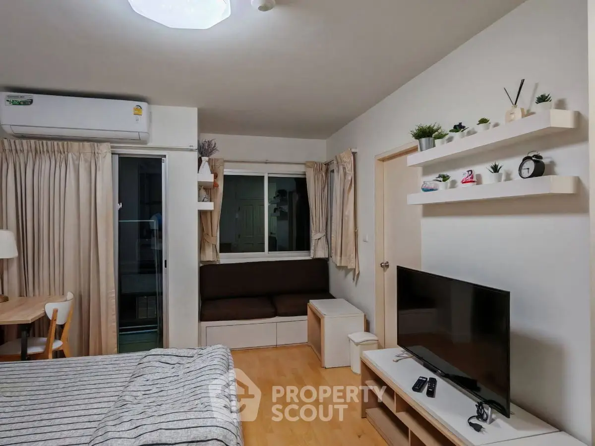 Cozy bedroom with modern decor and natural light