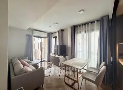 Modern living room with stylish furniture and natural light