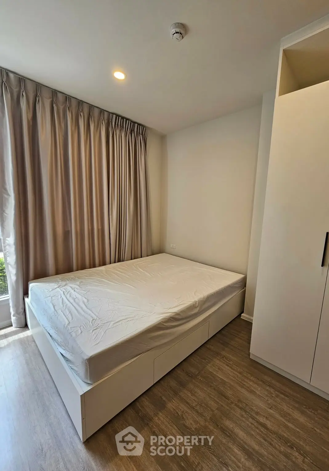 Modern bedroom with minimalist design and natural light