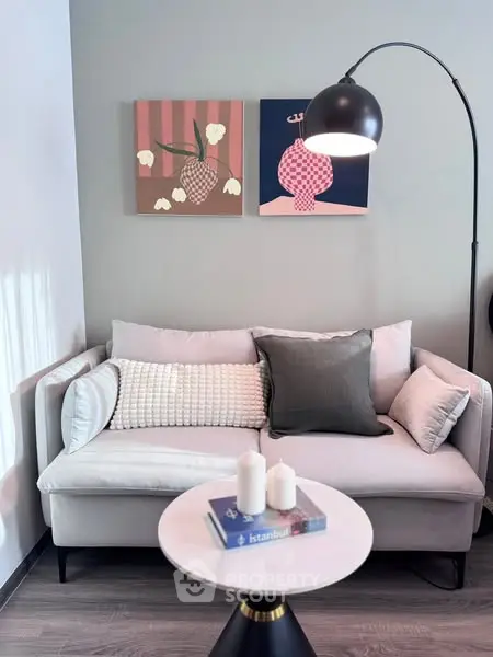 Chic living room with modern sofa and stylish decor