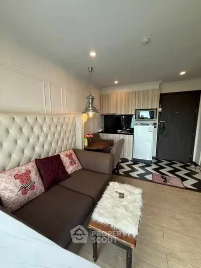 Chic living room with modern decor and cozy seating area