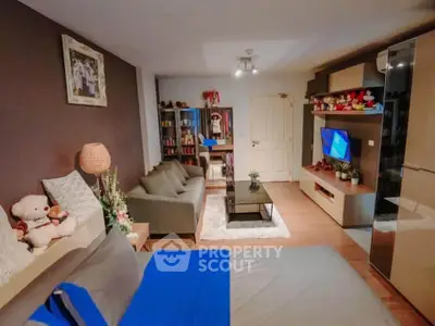 Cozy and stylish living room with modern decor and entertainment setup