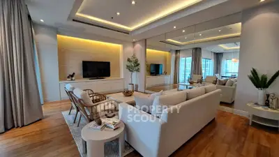 Luxurious modern living room with elegant decor and spacious seating area