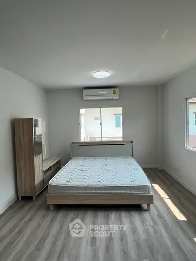 Spacious bedroom with modern design and natural light