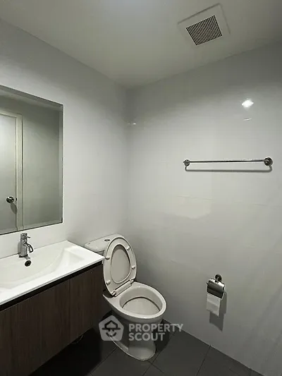 Modern bathroom with sleek fixtures and minimalist design