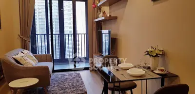 Modern living room with balcony view in urban apartment