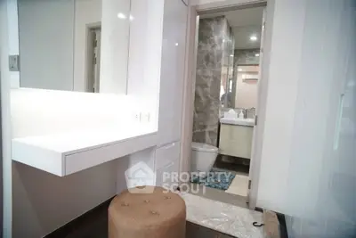 Modern bathroom with sleek vanity and stylish decor