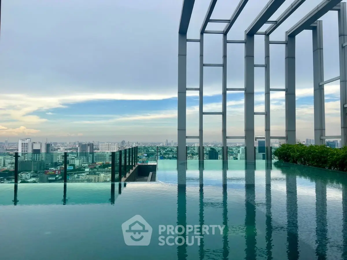 Stunning rooftop infinity pool with panoramic city skyline views, perfect for luxury urban living.
