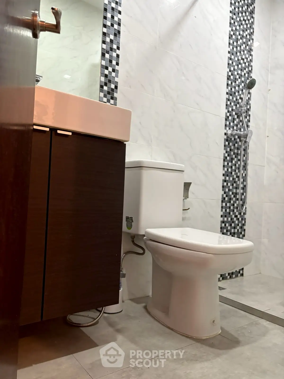 Modern bathroom with sleek fixtures and stylish tile design