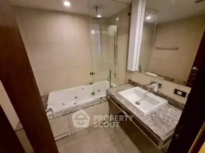 Luxurious bathroom with modern fixtures and elegant marble countertop