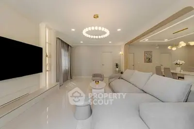 Luxurious modern living room with elegant decor and spacious seating area