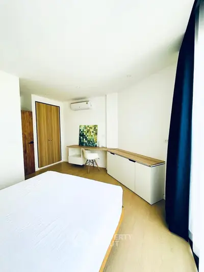 Bright and modern bedroom with minimalist design and natural light