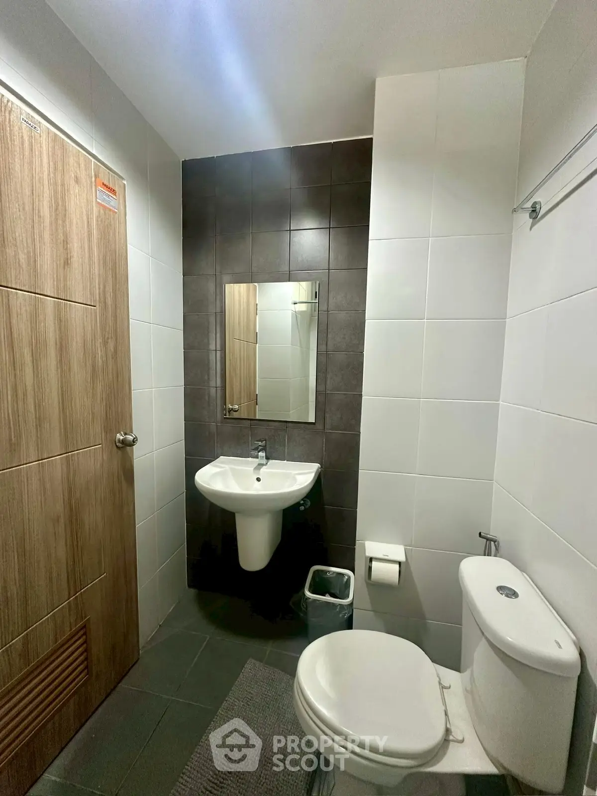 Modern bathroom with sleek fixtures and stylish tile design