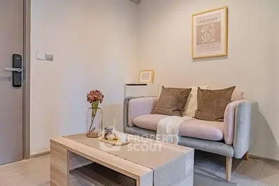 Cozy modern living room with stylish sofa and elegant decor
