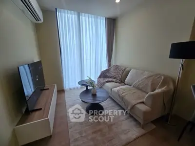 Cozy living room with modern decor and natural light