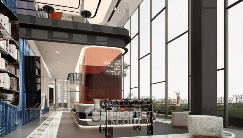 Modern luxury living room with high ceilings and stylish decor