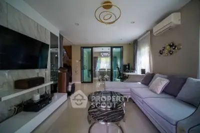 Spacious modern living room with stylish decor and natural light