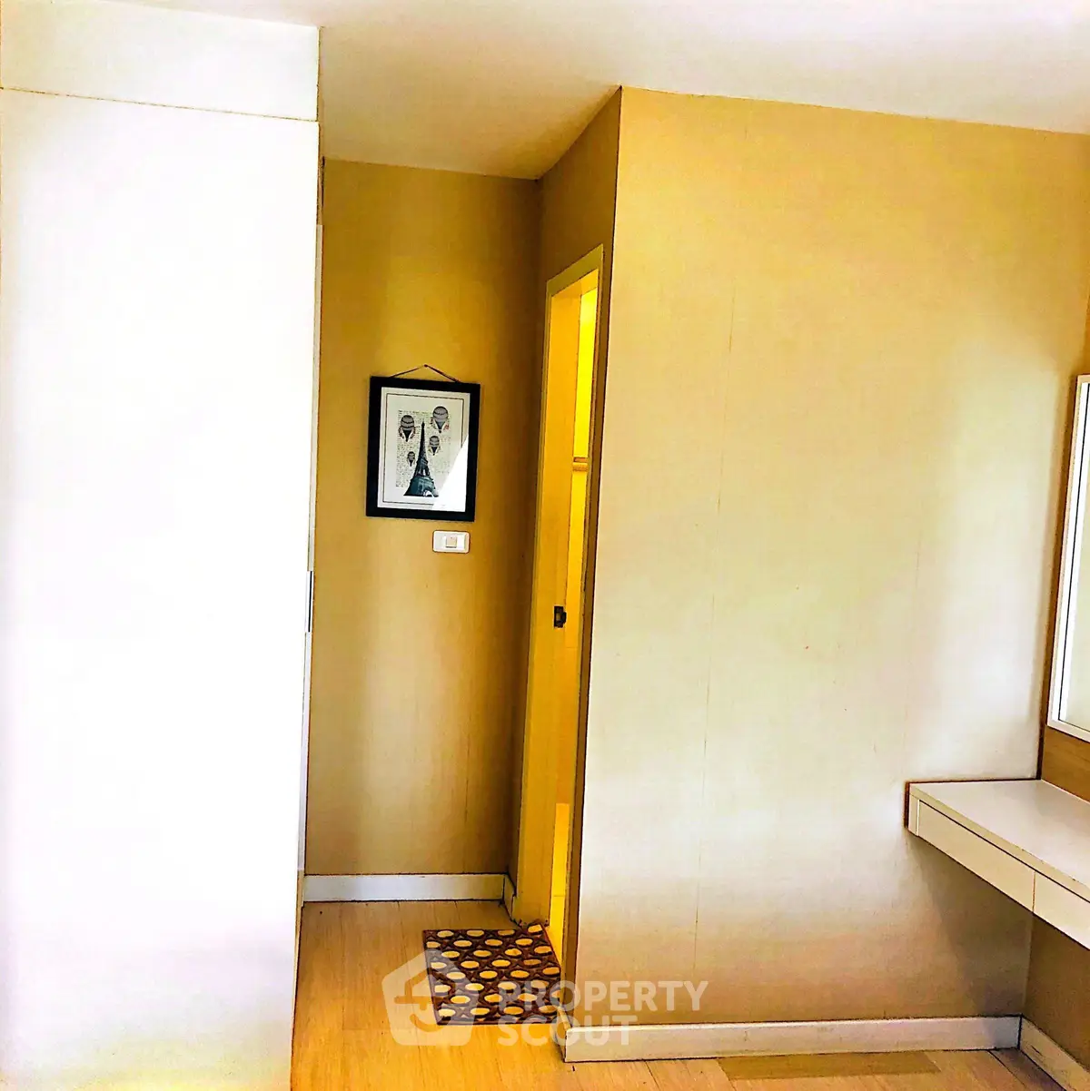 Cozy interior corner with warm lighting and modern decor