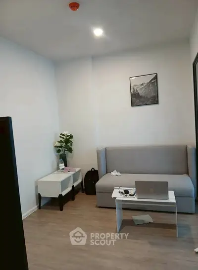 Cozy living room with modern sofa and stylish decor