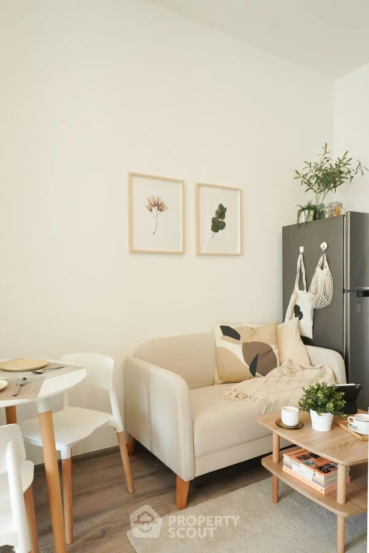 Cozy living room with modern decor and natural light