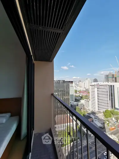 Stunning cityscape view from a high-rise balcony, perfect for urban living enthusiasts.