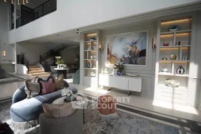 Luxurious modern living room with elegant decor and stylish furniture
