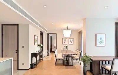 Spacious modern dining area with elegant decor and natural light