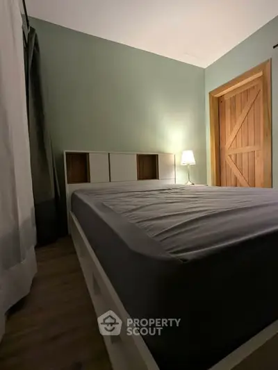 Cozy bedroom with modern design and ambient lighting