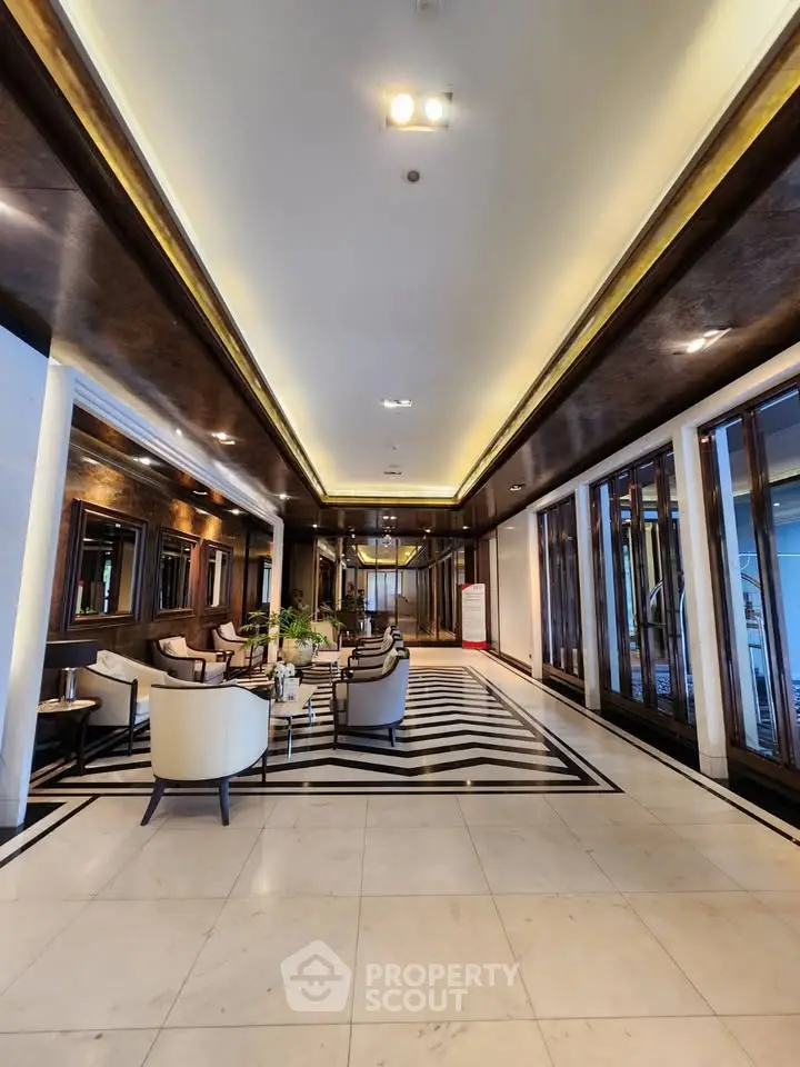 Luxurious hotel lobby with elegant seating and modern design