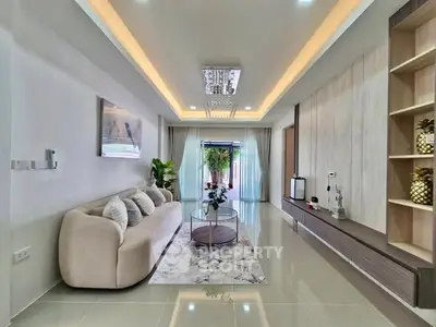 Luxurious modern living room with elegant decor and spacious layout