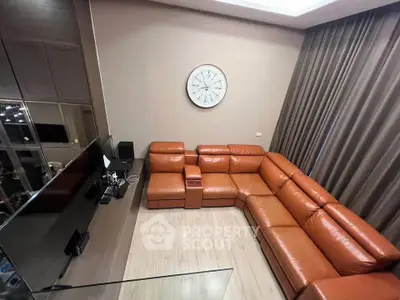 Luxurious living room with elegant leather sectional sofa and modern decor