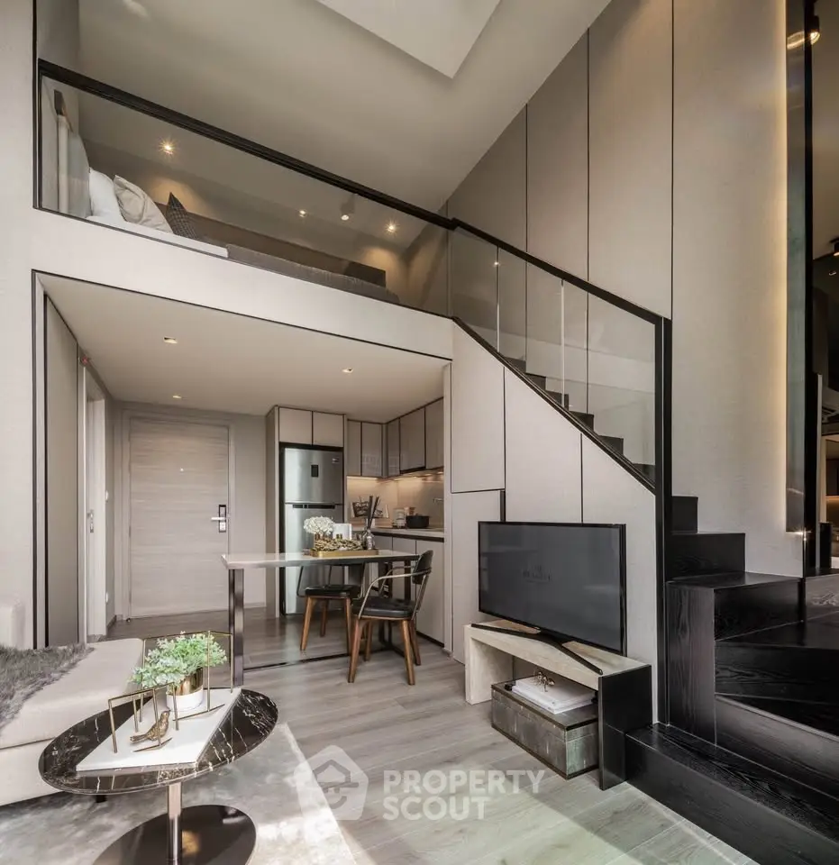 Modern duplex apartment with sleek interior design and open layout