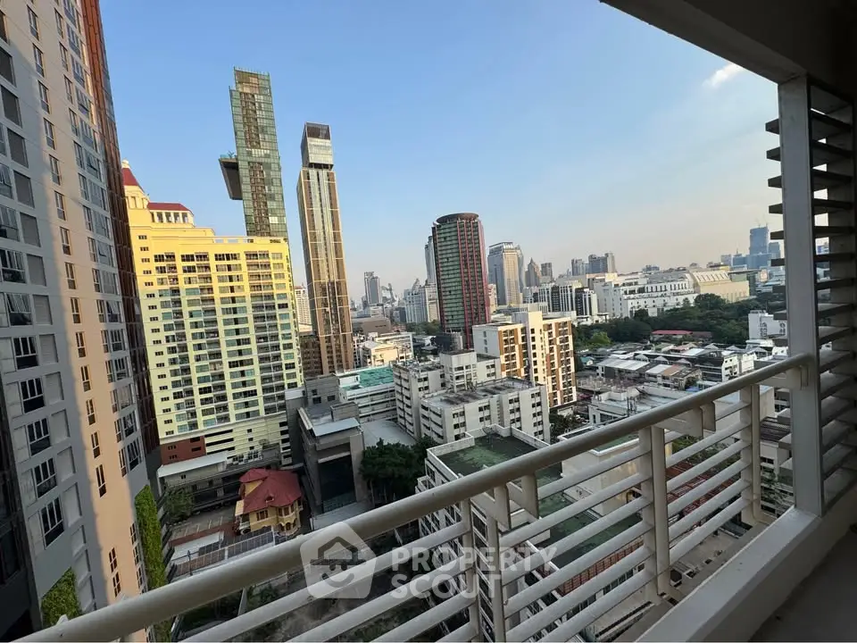 Stunning cityscape view from a high-rise balcony in urban setting