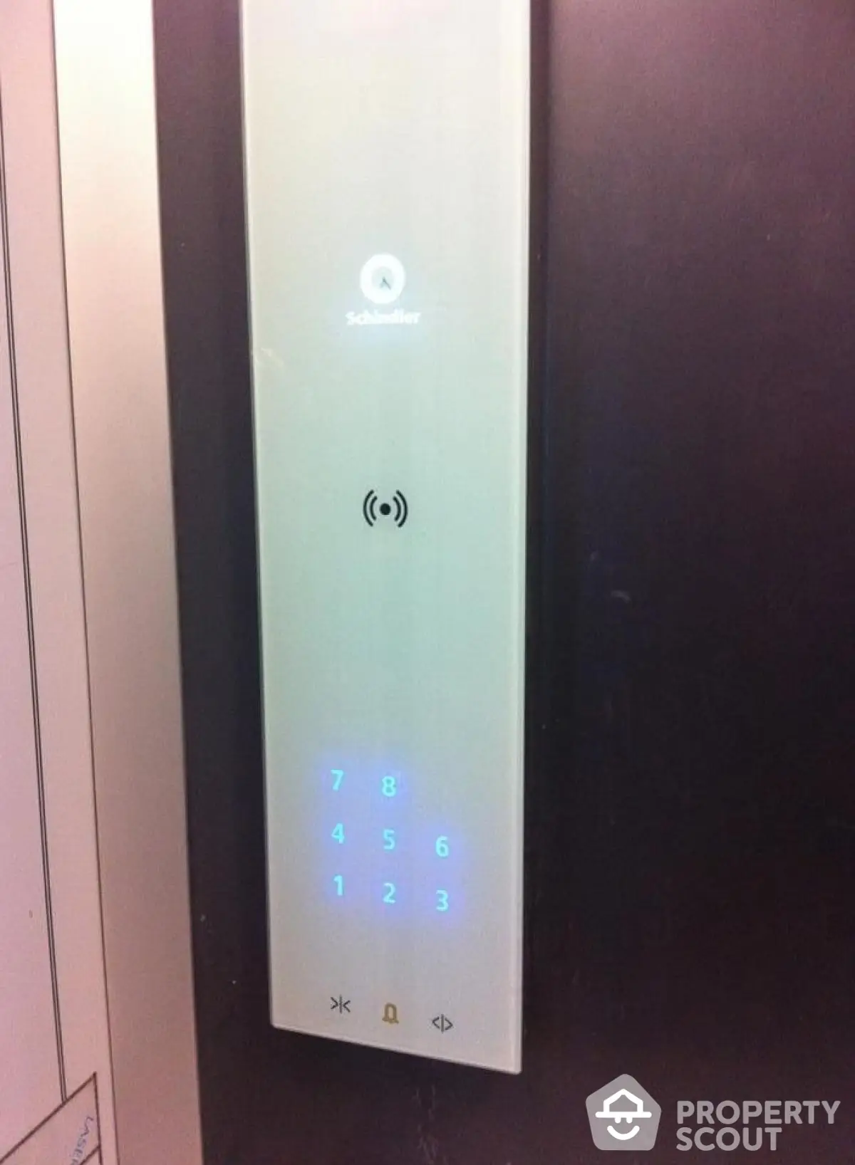 Modern elevator control panel with touch keypad and RFID access