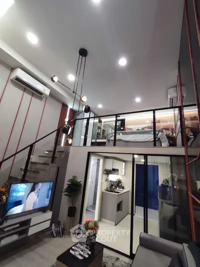 Modern loft apartment with stylish interior and mezzanine bedroom