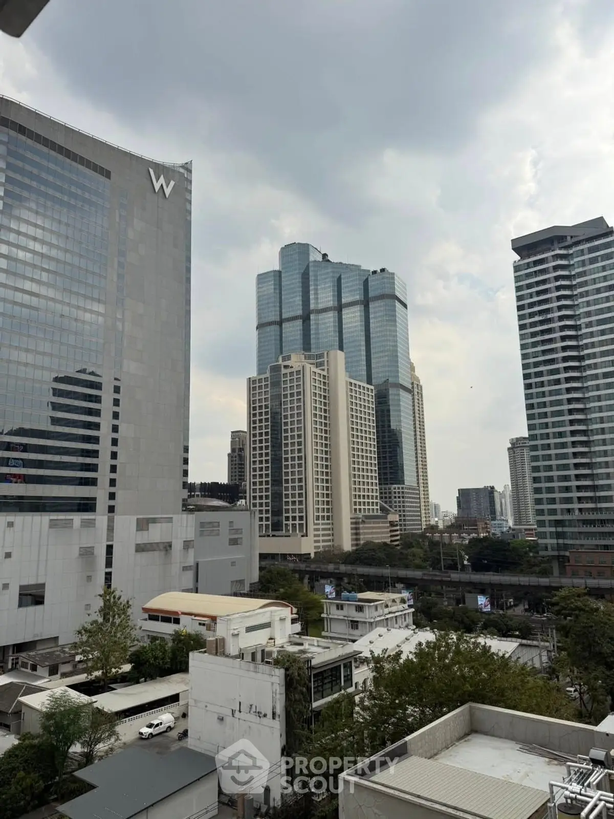 Stunning cityscape view featuring modern skyscrapers and urban architecture.