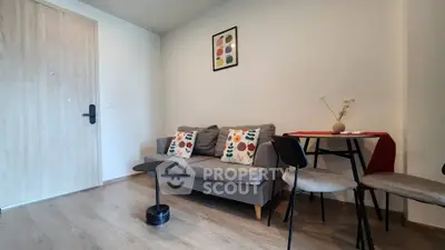 Cozy modern living room with stylish sofa and minimalist decor